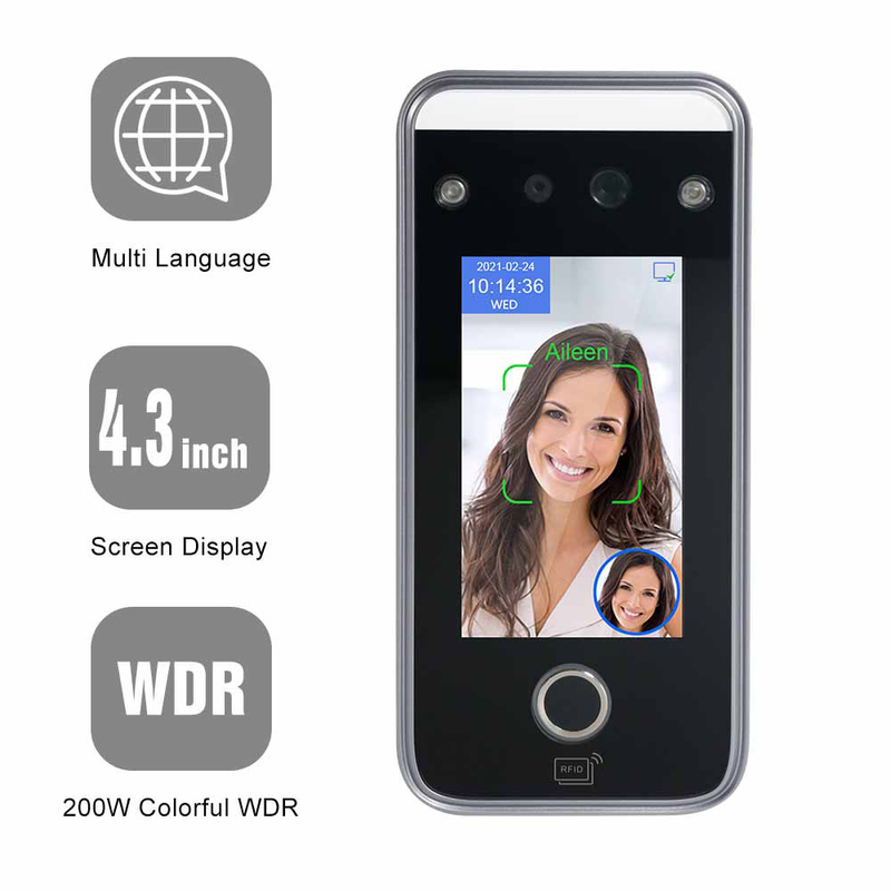 Tela táctil da máquina 4.3inch do comparecimento do reconhecimento de cara do sistema de LUNIX para o controle de acesso